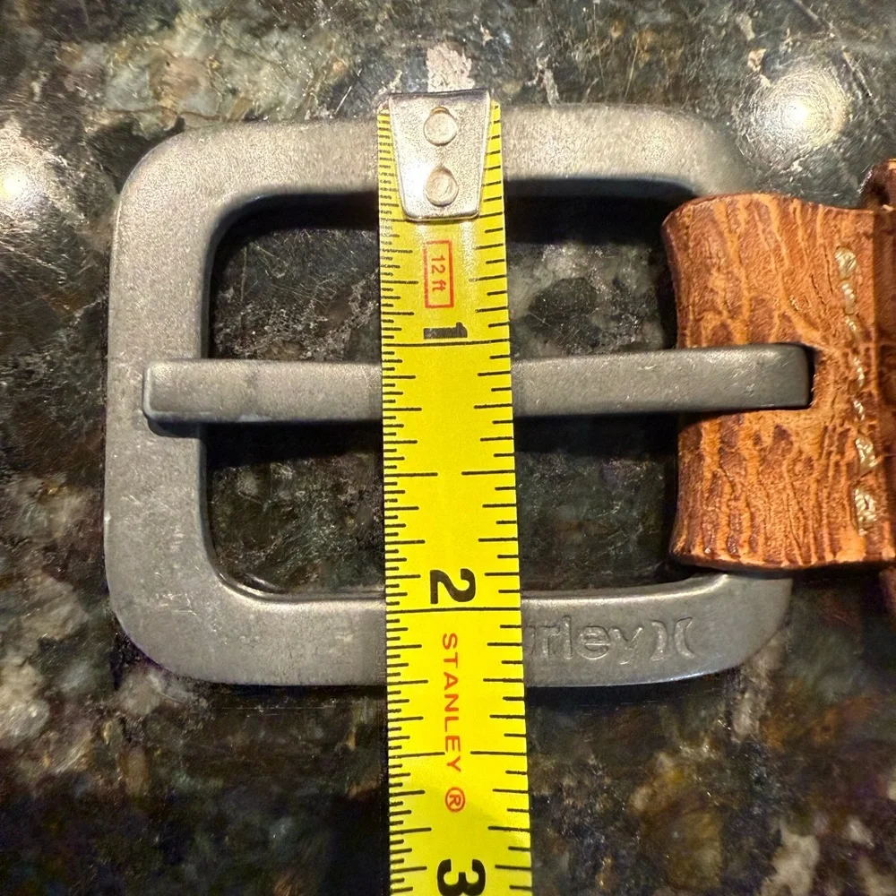Vintage Hurley‎ Leather Belt Brown Crackled Large Buckled Size L 43”